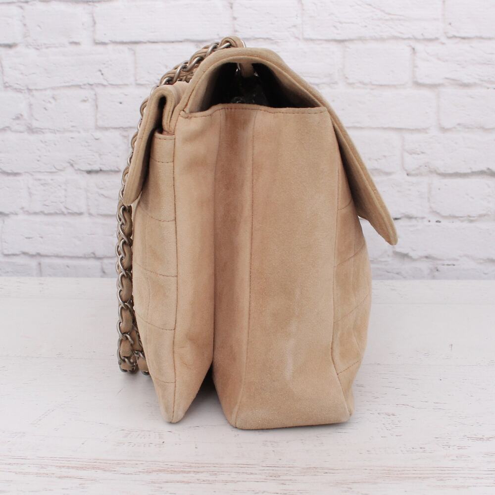 Chanel Chocolate Bar Reissue Multi Pocket Beige Suede Shoulder Crossbody A3212 - Picture 9 of 12